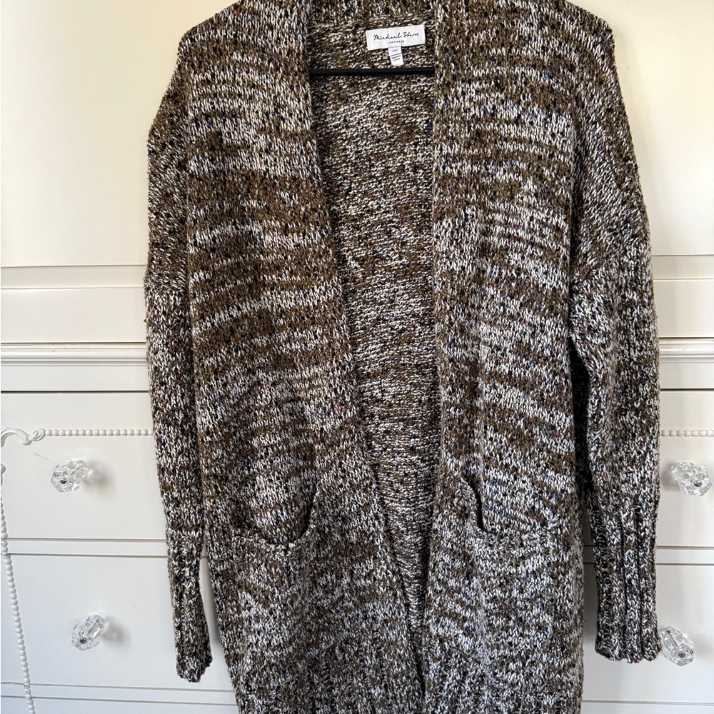 Michael Stars Brown and White Knit Cardigan Sweater